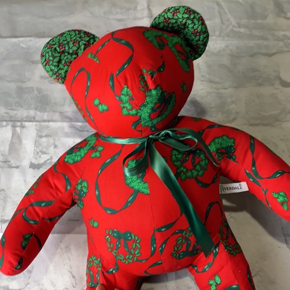 Vintage Holiday Teddy Bear with Christmas print - Picture 2 of 6